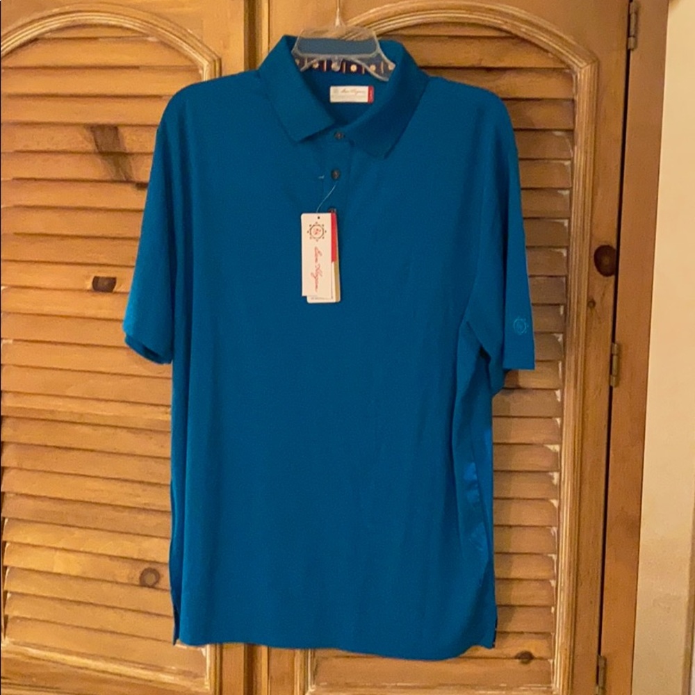 Mens Lg golf shirt teal 4 way stretch super soft